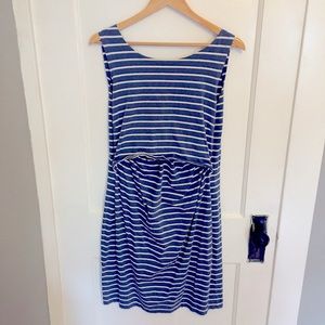 Boob Design nursing maternity blue stripe sleeveless dress XL